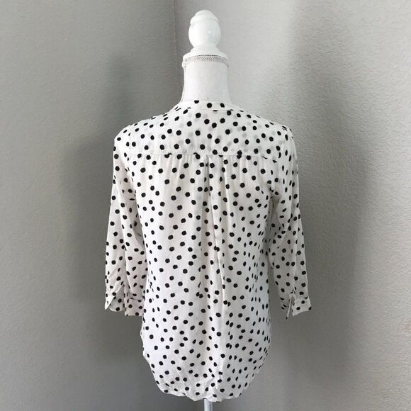 Anthro Maeve Women White Blouse Polka Dots Small - Picture 3 of 11